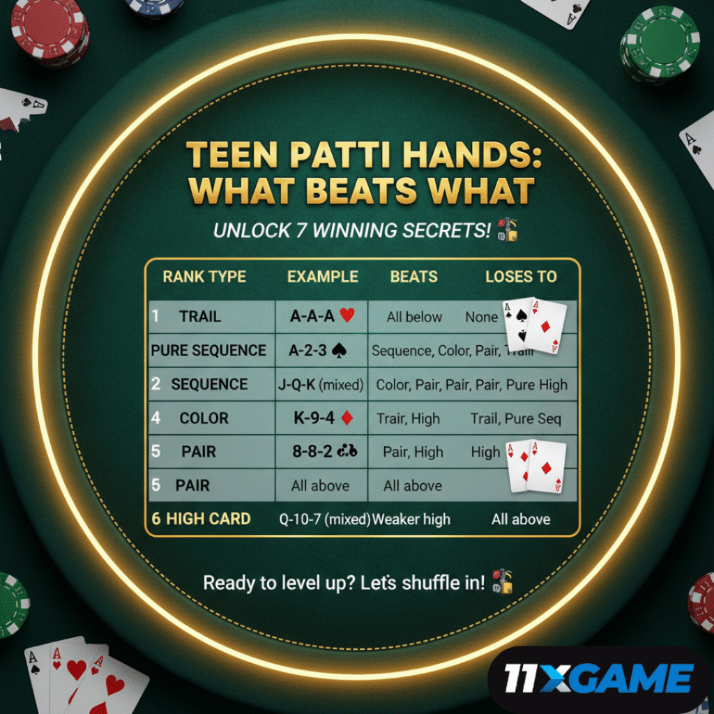 Teen Patti Hands: What Beats What – Unlock 7 Winning Secrets! 🎴