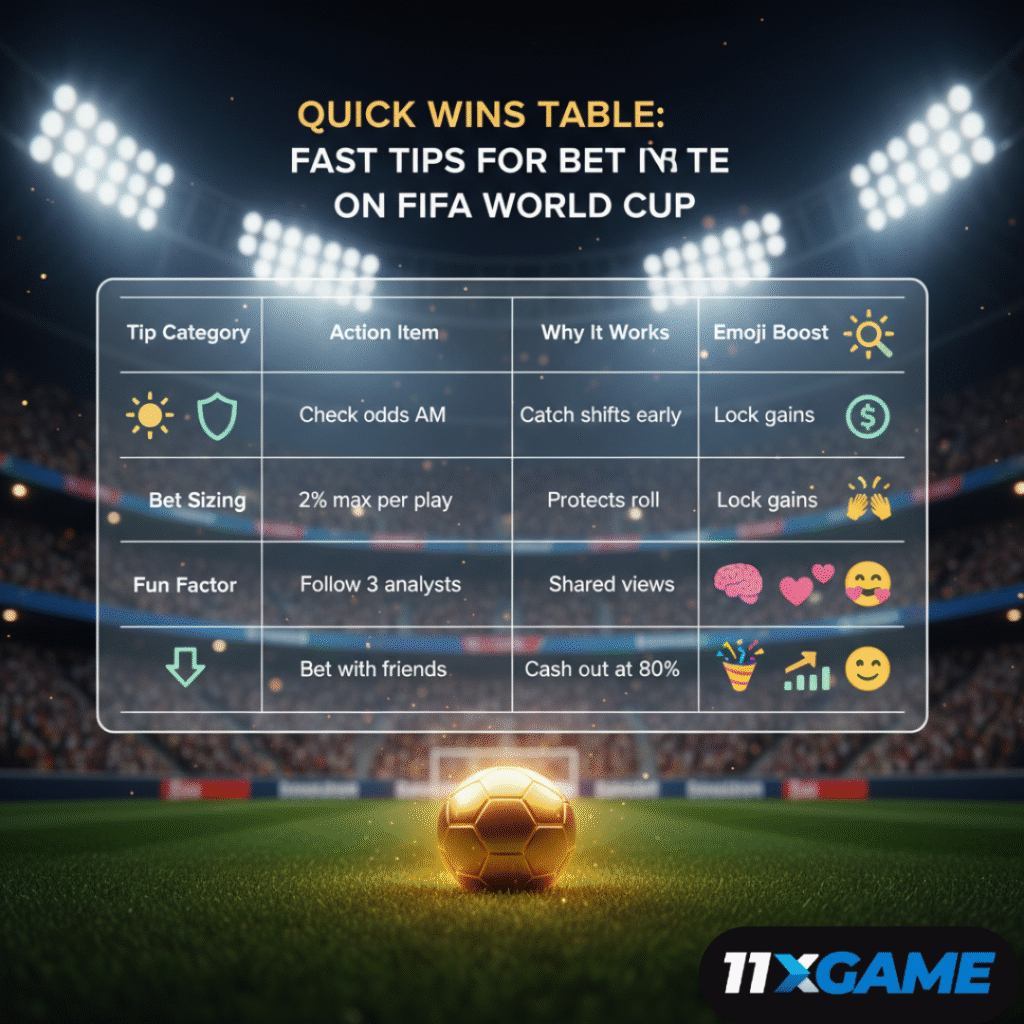 Quick Wins Table: Fast Tips for How to Bet on the FIFA World Cup 📋💡