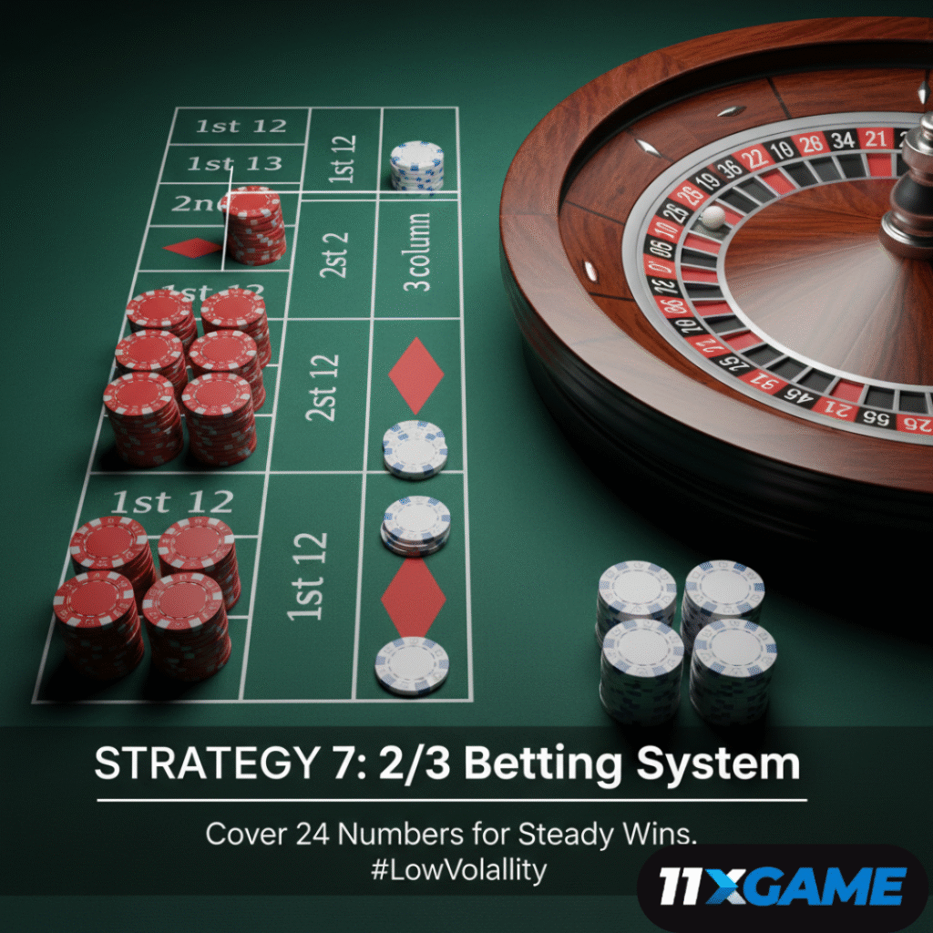 Strategy 7: 2/3 Betting System in Best Roulette Strategies for Long Sessions 📏