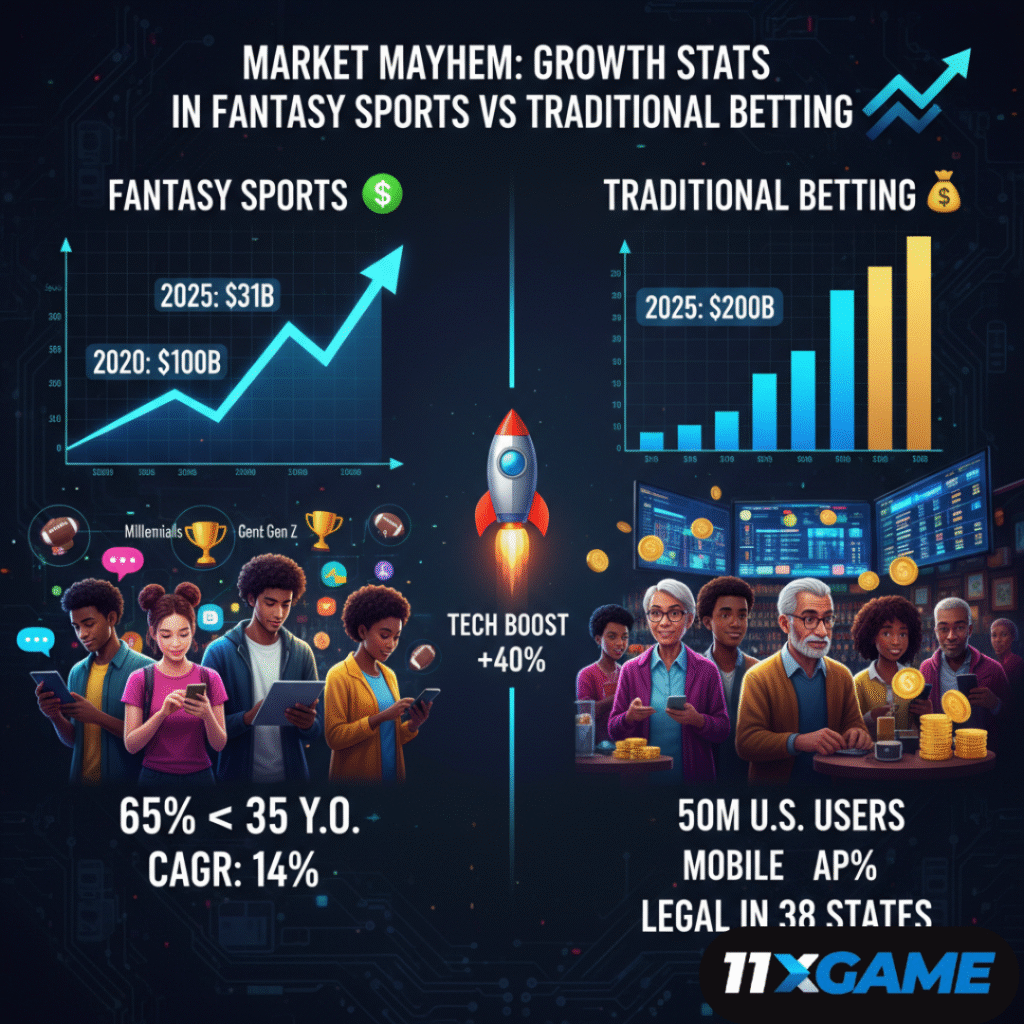 Market Mayhem: Growth Stats in Fantasy Sports vs Traditional Betting 📈